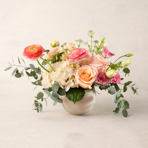 
                
                    Load image into Gallery viewer, Jardiniere Flowers Petite Arrangement Portsmouth New Hampshire Seacoast New England Florist Order Online for Local Delivery home business events just because happy birthday congratulations night stand desk Maine New Hampshire family-owned best local florist soft hues white pink pastels flower creation design customized by you support small business
                
            