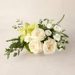 
                
                    Load image into Gallery viewer, Jardiniere Flowers Petite Arrangement Portsmouth New Hampshire Seacoast New England Florist Order Online for Local Delivery home business events just because happy birthday congratulations night stand desk Maine New Hampshire family-owned best local florist signature white and green flower creation design customized by you support small business
                
            